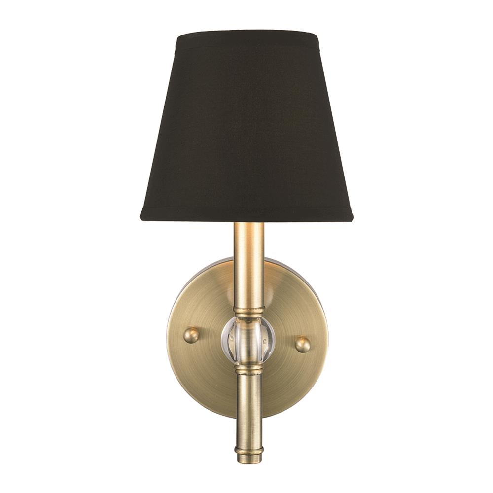 Golden Lighting 3500-1W AB-GRM Waverly Sconce in the Antique Brass finish with Groom Shade